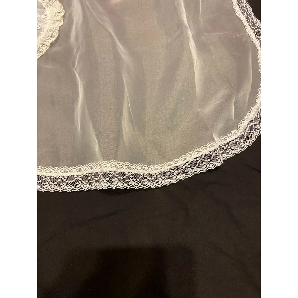 #5732 Womens Sheer White Bride Lace Half Hostess Apron